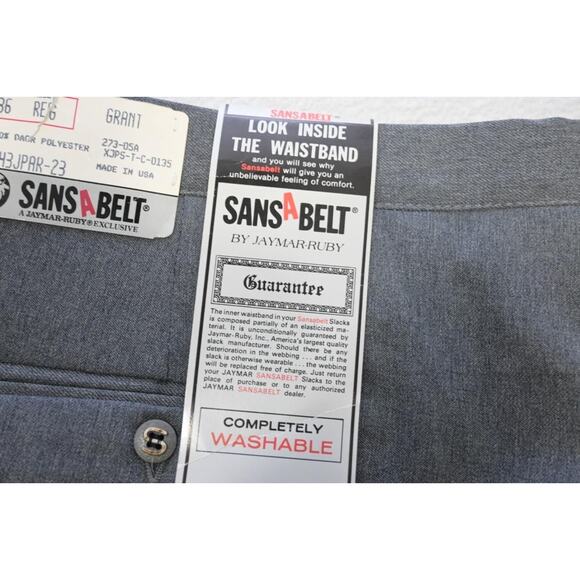 Sansabelt Jaymar Ruby Grant Gray Flex Fit Flat Dress Pants Mens Size 36 NWT - Picture 8 of 9